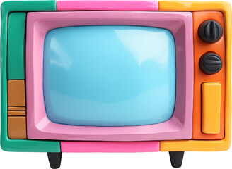 Colorful Retro Toy TV with Blue Screen