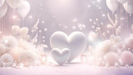 Video of Romantic Bliss: White Hearts, White Balloons and flowers Set the Scene for Valentine's Celebrations, Weddings, and Anniversaries