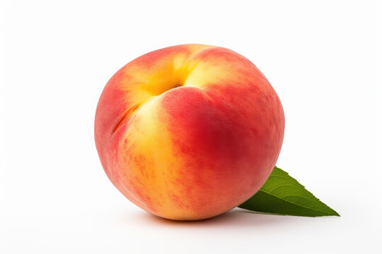 One peach fruit, isolated white background