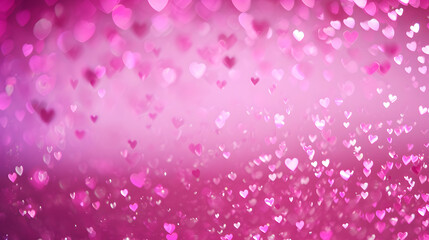 Pink Sparkling Defocused Lights of Hearts Background