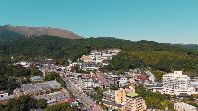 Drone Shot of Hot Springs in Beppu, Japan