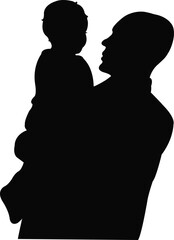 father and baby together, silhouette vector