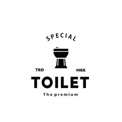 Toilet hipster silhouette logo bowl sanitaryware vector bathroom. Bidet toilet line icon interior - obrazy, fototapety, plakaty