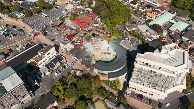 Drone Shot of Hot Springs in Beppu, Japan