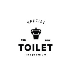 Toilet hipster silhouette logo bowl sanitaryware vector bathroom. Bidet toilet line icon interior
