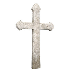 3d render marble cross grave stone isolated