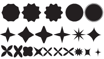 Star burst sticker vector set. Stars collection. Star icons. Starburst flower sale badge. Star blank label, stickers emblem. Shine symbol illustration. Sun ray frames, quality signs, sale icon - obrazy, fototapety, plakaty