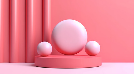 Fototapeta premium studio shot product display background with transparent pink spheres