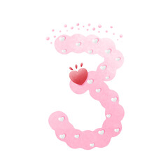 Pink png number with heart