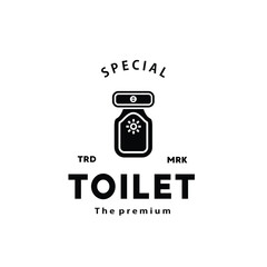 Toilet silhouette hipster logo bowl sanitaryware vector bathroom. Bidet toilet line icon interior top view