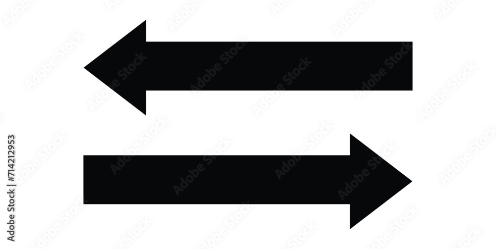 Wall mural black vector arrow icon vector illustration design. right direction and left direction arrow icon. e