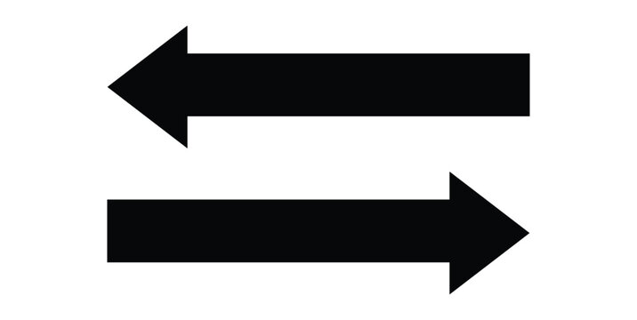 Black vector arrow icon Vector illustration design. Right direction and left direction arrow icon. eps file 23.