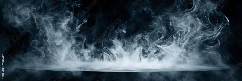 Sticker Real smoke exploding outwards with empty center. Dramatic smoke or fog effect for spooky Halloween background.