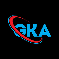 GKA logo. GKA letter. GKA letter logo design. Initials GKA logo linked with circle and uppercase monogram logo. GKA typography for technology, business and real estate brand.