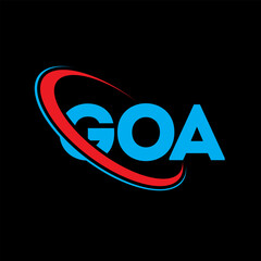 GOA logo. GOA letter. GOA letter logo design. Initials GOA logo linked with circle and uppercase monogram logo. GOA typography for technology, business and real estate brand.