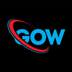 Fototapeta premium GOW logo. GOW letter. GOW letter logo design. Initials GOW logo linked with circle and uppercase monogram logo. GOW typography for technology, business and real estate brand.