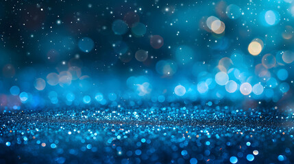 Shiny Blue Glitter In Abstract Defocused Background - Christmas And New Year Texture
