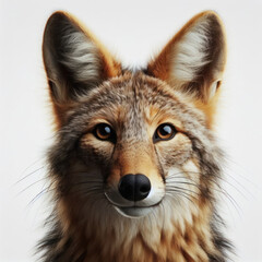 Fototapeta premium jackal, Chacal, Canis aureus, Canis adustus, Canis mesomelas, high quality portrait, chacales, Isolated White background. ciacale.