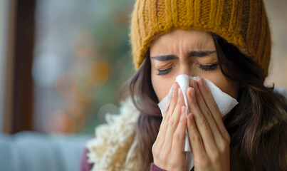 Allergy. Runny nose and feeling unwell. - obrazy, fototapety, plakaty