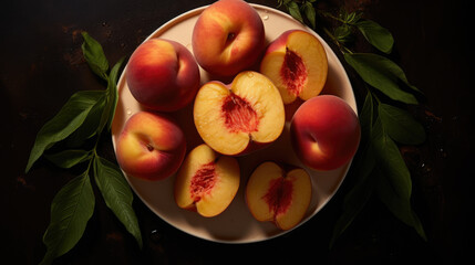 Peaches in a plate