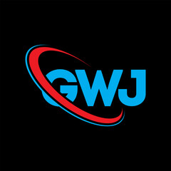 GWJ logo. GWJ letter. GWJ letter logo design. Initials GWJ logo linked with circle and uppercase monogram logo. GWJ typography for technology, business and real estate brand.