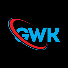 Fototapeta na wymiar GWK logo. GWK letter. GWK letter logo design. Initials GWK logo linked with circle and uppercase monogram logo. GWK typography for technology, business and real estate brand.