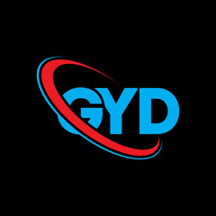 GYD logo. GYD letter. GYD letter logo design. Initials GYD logo linked with circle and uppercase monogram logo. GYD typography for technology, business and real estate brand.