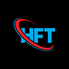 HFT logo. HFT letter. HFT letter logo design. Initials HFT logo linked with circle and uppercase monogram logo. HFT typography for technology, business and real estate brand.