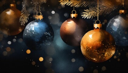 Obraz na płótnie Canvas illustrated Christmas decorations on a dark star background 
