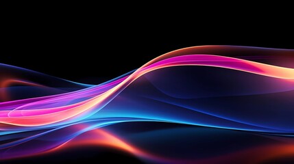 abstract dynamic neon multicolor energy flow wave curve lines against a sleek black background