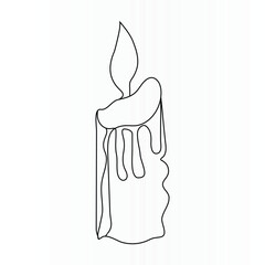 Continuous single line art drawing of candle light design and one line outline vector art illustration	