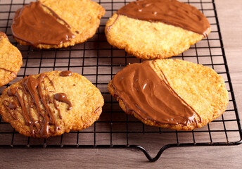 oatmeal cookies coated in chocolate