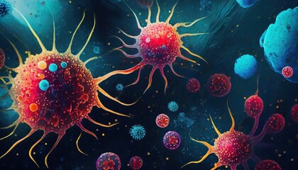 illustrated virus on a blue 