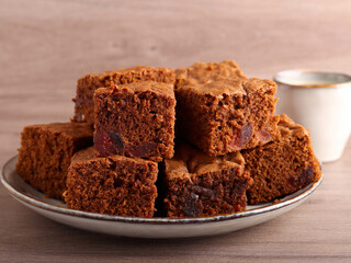 Brownies with cherry, chocolate cake bars