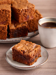 Brownies with cherry, chocolate cake bars