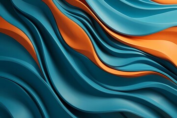 Obraz premium abstract 3d dynamic shiny teal and coral colors energy flow wave curve lines background