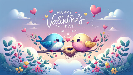 Fototapeta na wymiar romantic couple birds for valentine background.