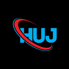 HUJ logo. HUJ letter. HUJ letter logo design. Initials HUJ logo linked with circle and uppercase monogram logo. HUJ typography for technology, business and real estate brand.