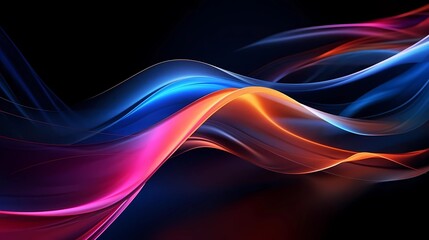 Fototapeta premium abstract dynamic neon multicolor energy flow wave curve lines against a sleek black background
