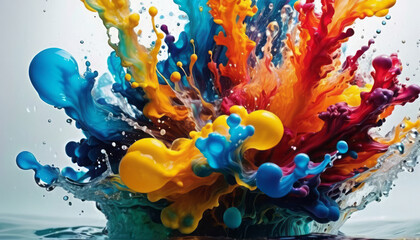 Dynamic Display of Colorful Paint Burst - obrazy, fototapety, plakaty