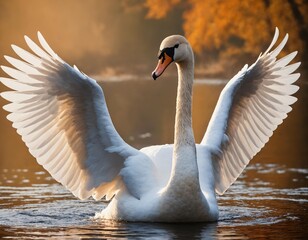 swan on the lake, high quality wallpaper