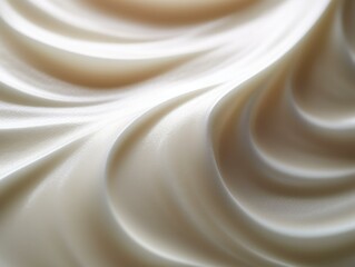Soft, creamy swirl with gentle shadows on a white background. Generative AI.