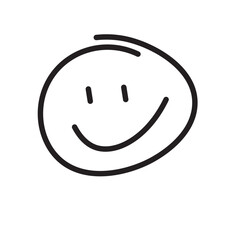 appy face vector, emoji, expression. Irregular shapes made with marker pen, brush. Black smiley on isolated white background. Illustration of different facial expressions: joy, happiness - obrazy, fototapety, plakaty