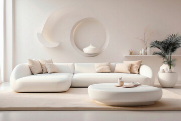 Fototapeta na wymiar Conceptual architecture interior space, model in white materials and studio photography