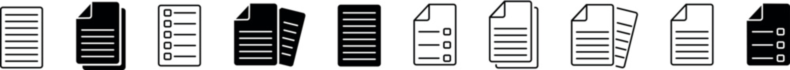 Paper documents icons. Line sumbol. File icon. Folded written paper. Line icon - stock vector.