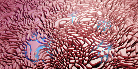 Wave abstract background, 3D waves in perspective motion. 3d render.