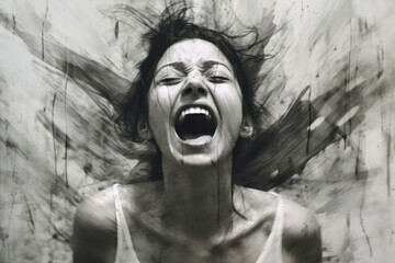 Photo of excited woman surreal