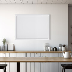 White Scandinavian farmhouse kitchen mockup interior background