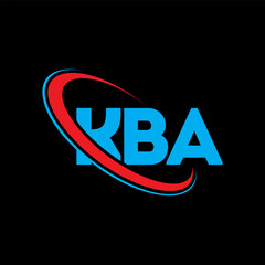 Fototapeta na wymiar KBA logo. KBA letter. KBA letter logo design. Intitials KBA logo linked with circle and uppercase monogram logo. KBA typography for technology, business and real estate brand.