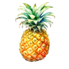watercolor pineapple, png 